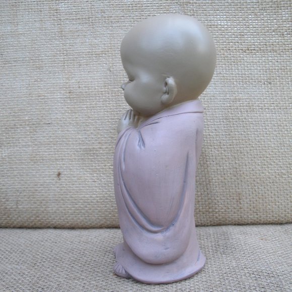 Laughing Buddhist Monk Resin Figurine Namaste - Picture 3 of 16